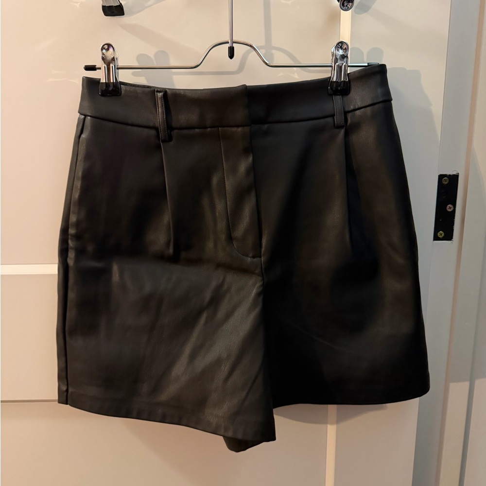 Black Leather Women Shorts